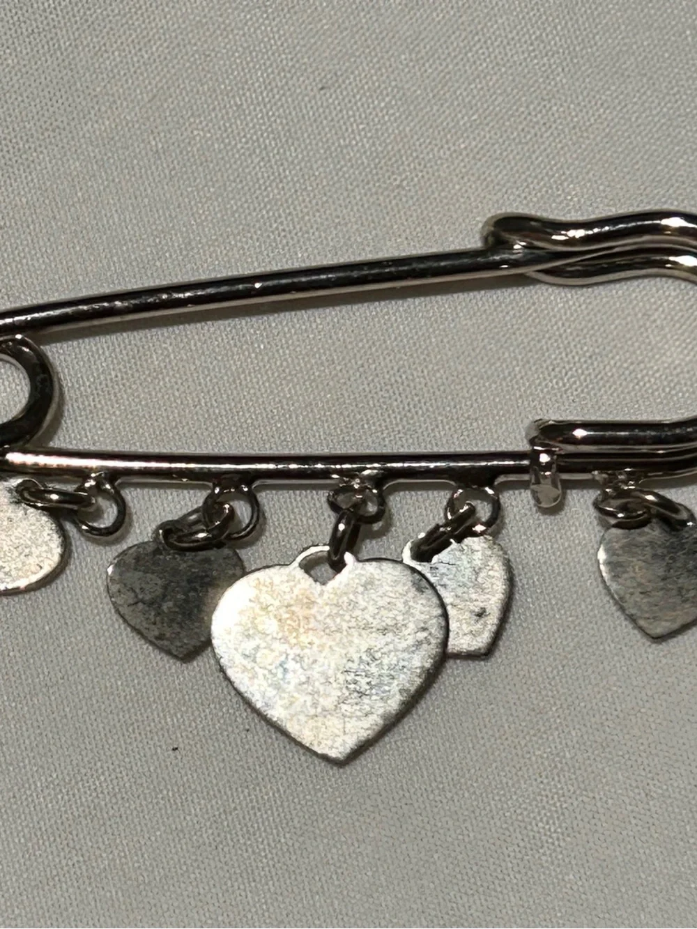 Vintage Coach Silver-Tone Brooch with Red Heart Charms